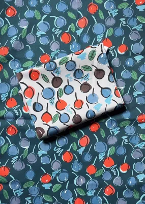 Cherries Tea Towel - Dark Blue / Light Blue