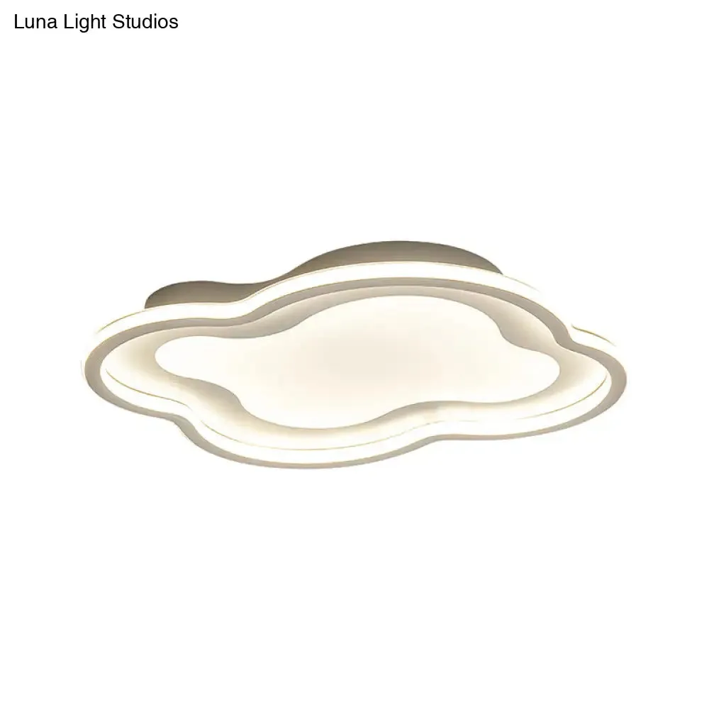 Cloud-shape LED Ceiling Light Fixture for Nursery Room - Modern Metallic Design, White/Blue, Warm/White Light