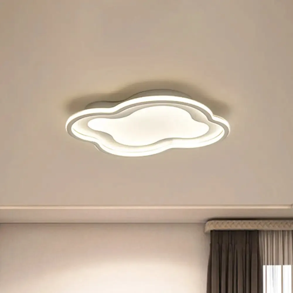 Cloud-shape LED Ceiling Light Fixture for Nursery Room - Modern Metallic Design, White/Blue, Warm/White Light