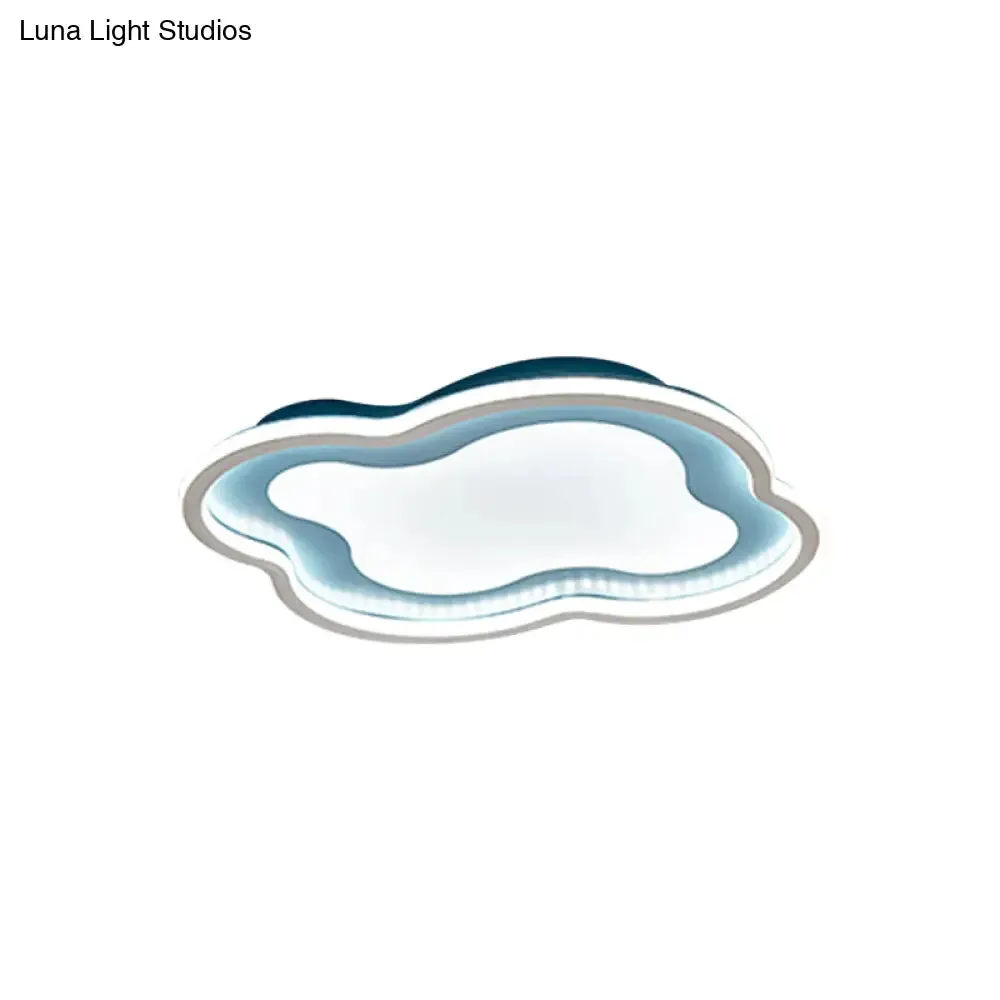 Cloud-shape LED Ceiling Light Fixture for Nursery Room - Modern Metallic Design, White/Blue, Warm/White Light