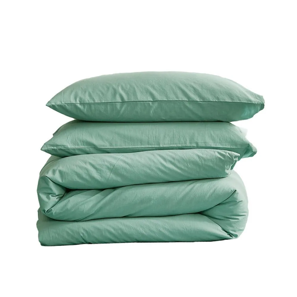 Cosy Club Duvet Cover Quilt Set Flat Cover Pillow Case Essential Green Double