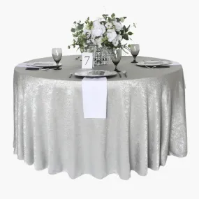 Crinkle Shimmer 120" Round Tablecloth - Silver