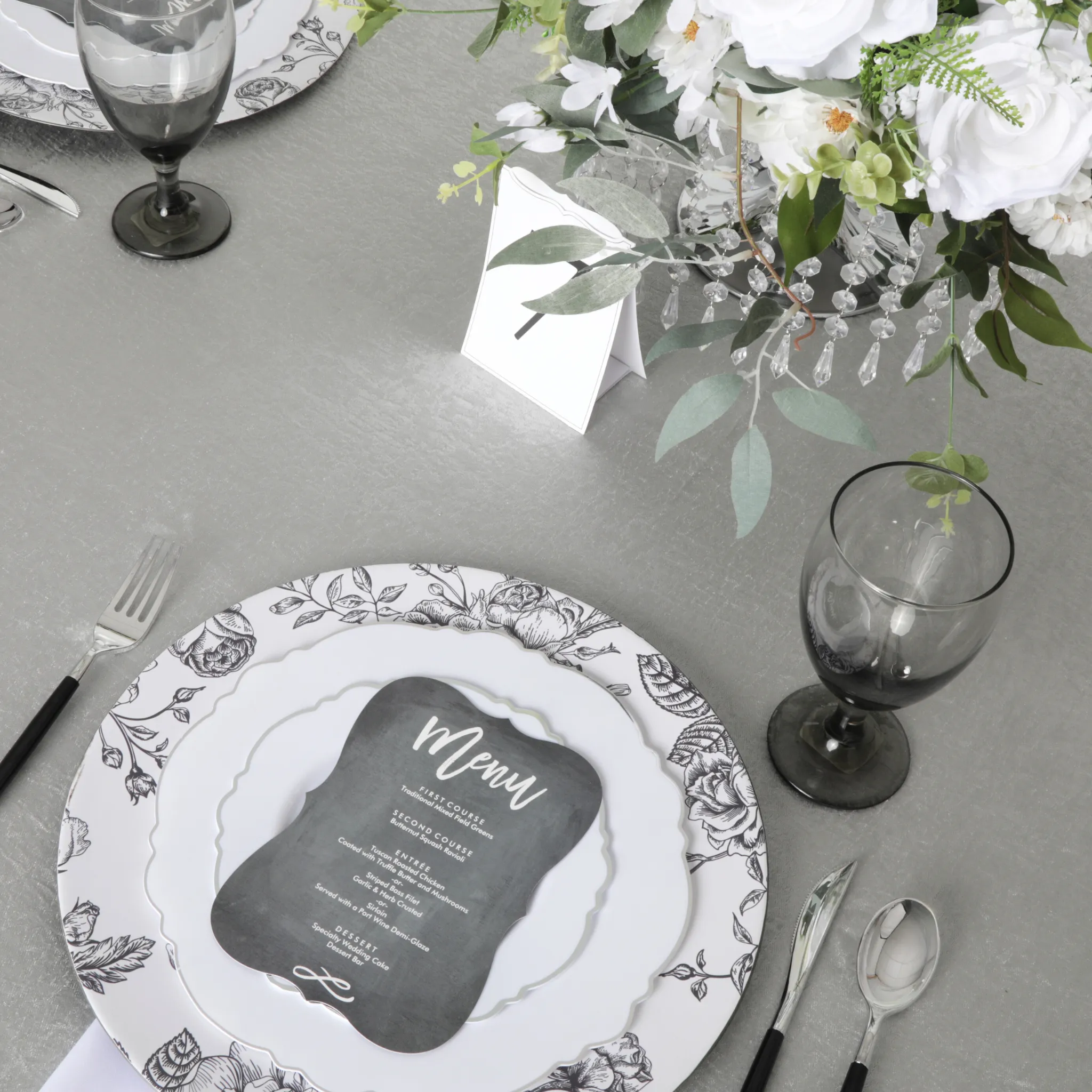 Crinkle Shimmer 120" Round Tablecloth - Silver