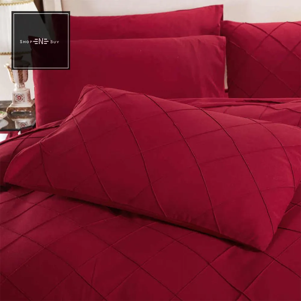 Cross Pleated Duvet Set Maroon