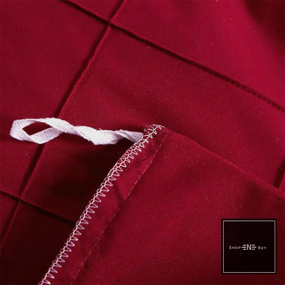 Cross Pleated Duvet Set Maroon