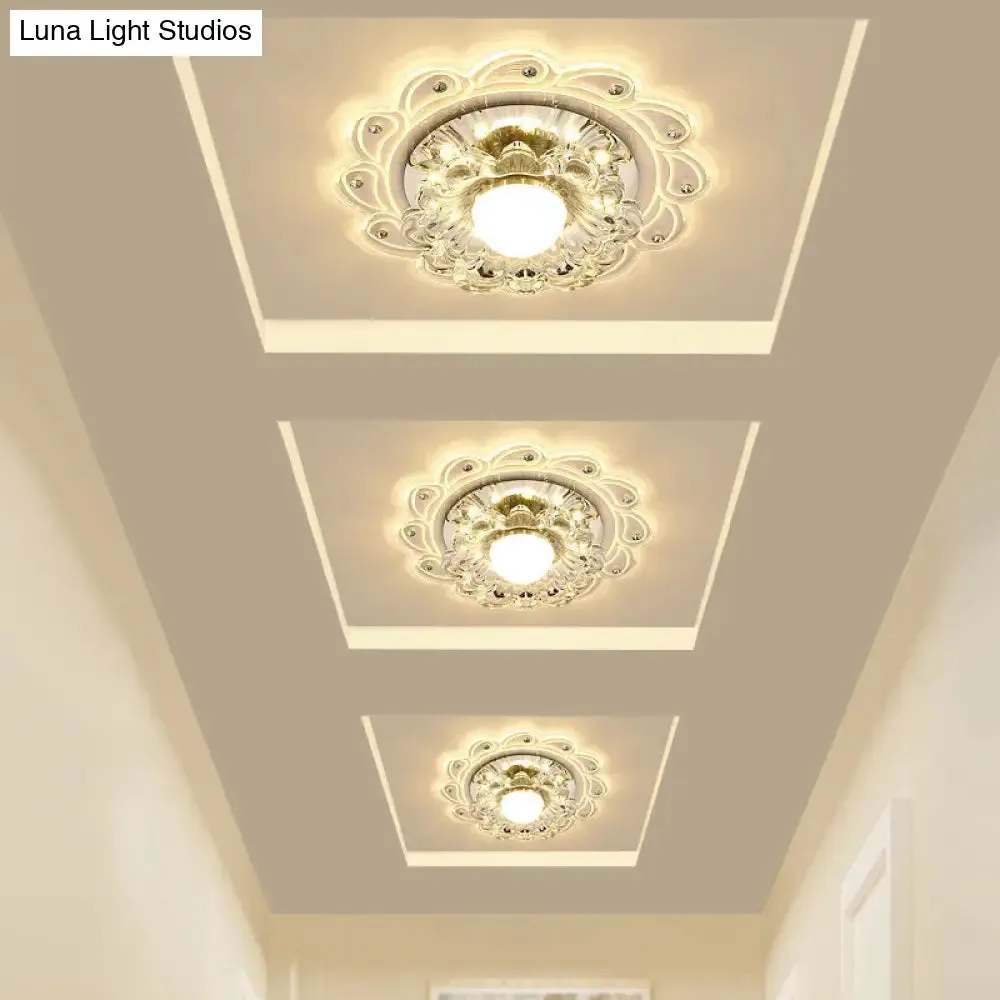 Crystal Clear LED Flush Mount Ceiling Light for Foyer - Blossom Simplicity