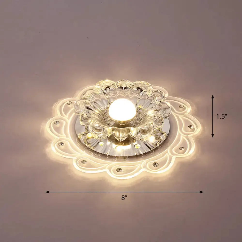 Crystal Clear LED Flush Mount Ceiling Light for Foyer - Blossom Simplicity