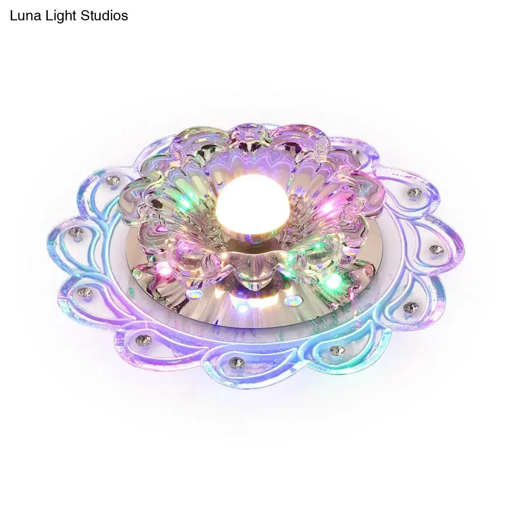 Crystal Clear LED Flush Mount Ceiling Light for Foyer - Blossom Simplicity