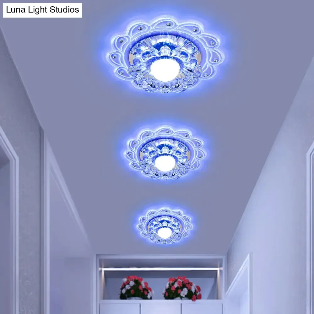 Crystal Clear LED Flush Mount Ceiling Light for Foyer - Blossom Simplicity