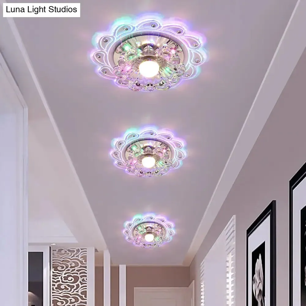 Crystal Clear LED Flush Mount Ceiling Light for Foyer - Blossom Simplicity