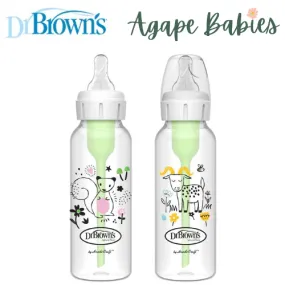 Dr. Brown’s Anti-Colic Options ™ Narrow Baby Bottle 8oz/250mL,Squirrel/ Goat, 2-Pack