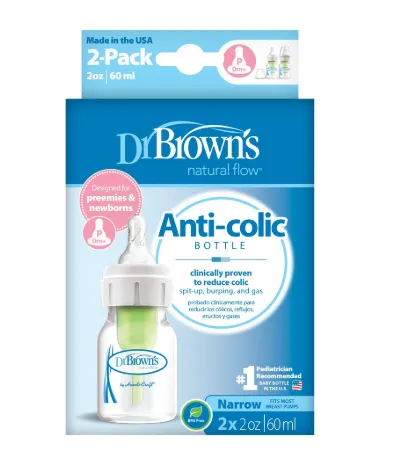 Dr Brown's PP Narrow-Neck Options  Bottle 2 OZ/60 ML , Twin-PK