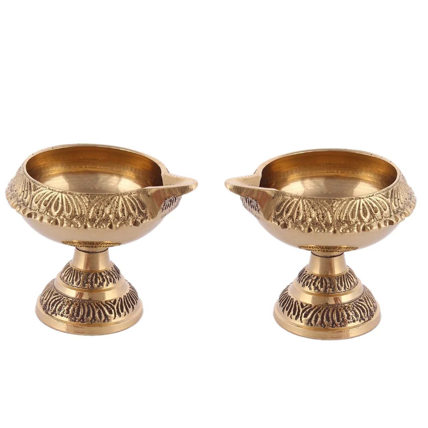 DreamKraft Brass Diwali Kuber Deepak On Stand (Diya Oil Lamp) For Puja Home Décor (Set of 2)