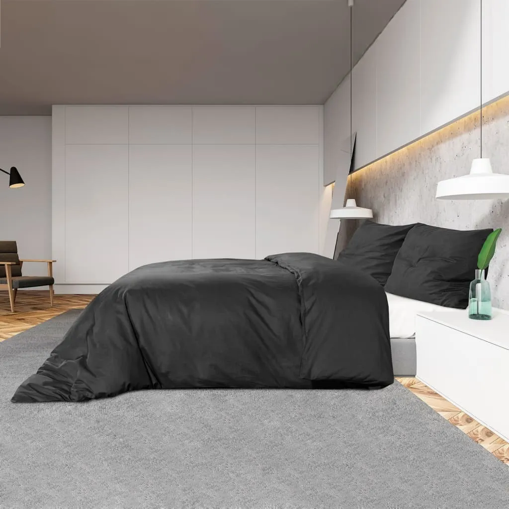 Duvet Cover Set Black 260x220 cm Cotton