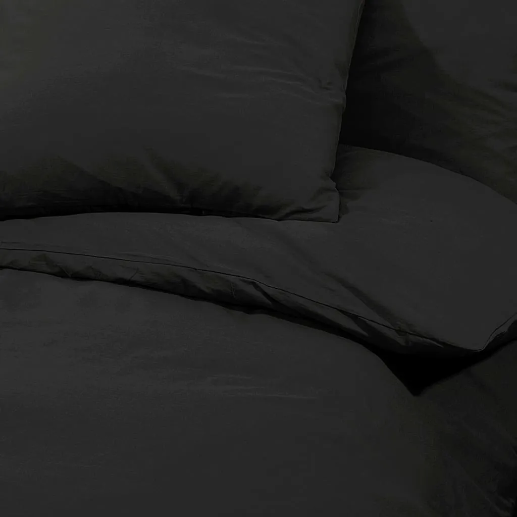 Duvet Cover Set Black 260x220 cm Cotton