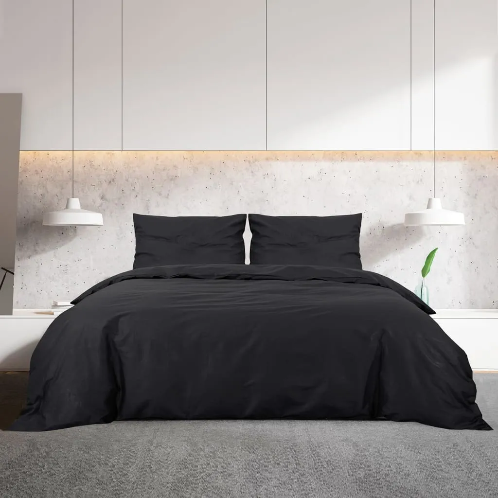 Duvet Cover Set Black 260x220 cm Cotton