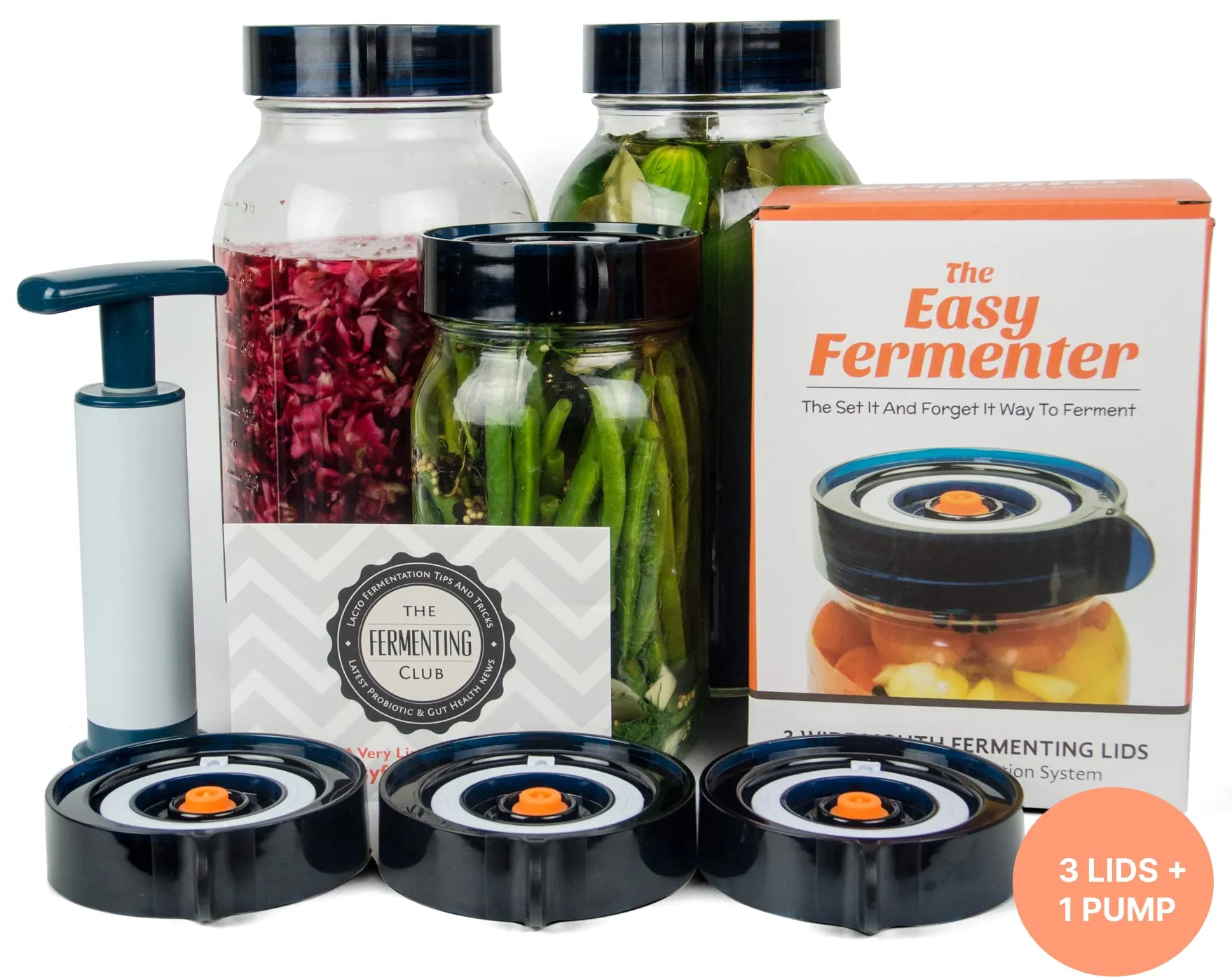 Easy Fermenter Fermentation Kit - Wide Mouth Fermenting Lid 3-Pack (Jars Not Included)