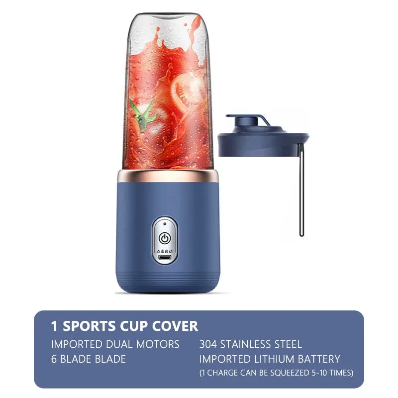 Electric Blender Juicer Portable Fruit Milkshake Cup Juicer 6 Blades Mini Automatic Strawberry Mango Smoothie Blender Machine