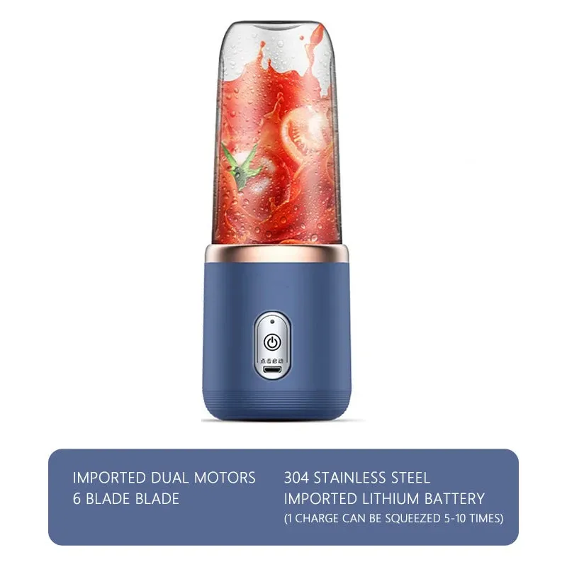 Electric Blender Juicer Portable Fruit Milkshake Cup Juicer 6 Blades Mini Automatic Strawberry Mango Smoothie Blender Machine