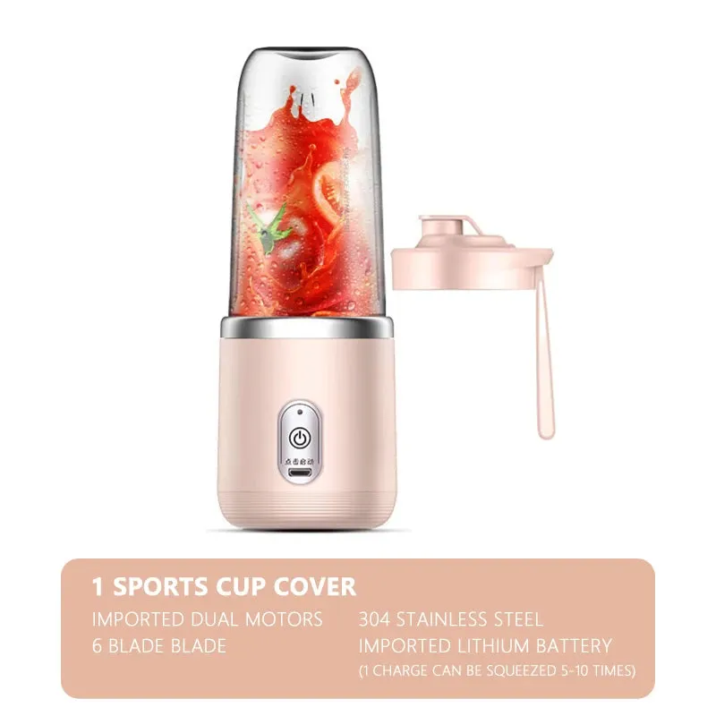 Electric Blender Juicer Portable Fruit Milkshake Cup Juicer 6 Blades Mini Automatic Strawberry Mango Smoothie Blender Machine