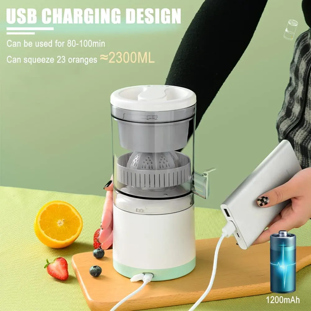 Electric Juicer Orange Squeezer Citrus Press Lemons, Portable USB Charging Electric Juicer Wireless Fruit Juicer High Juice Yield Direct for Kitchen, Travel