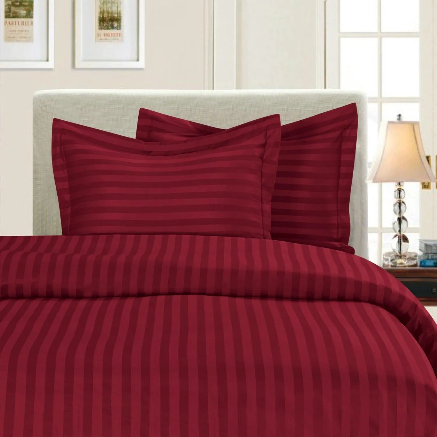 Elegant Comfort 3-Piece Stripe Duvet Cover Set - Dobby Stripe Printed Pattern