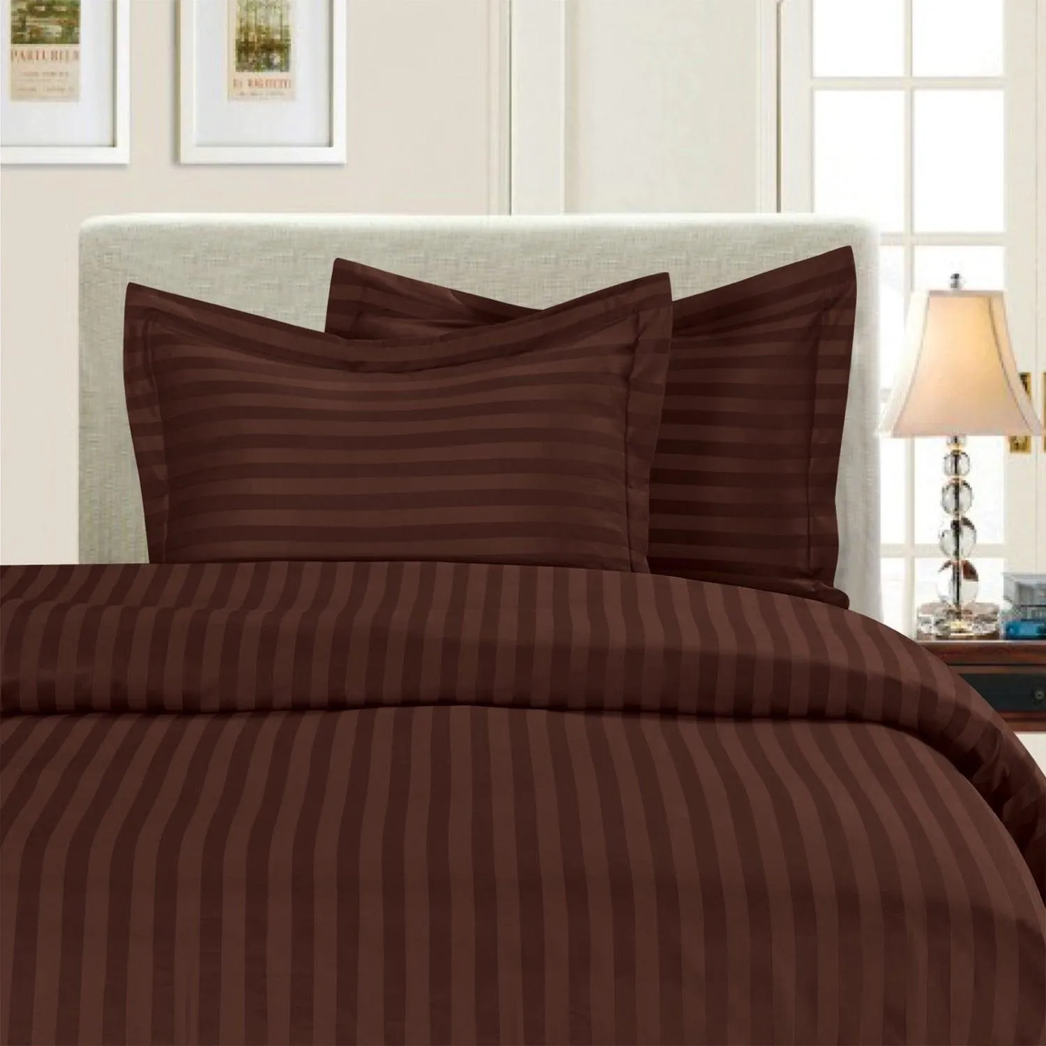 Elegant Comfort 3-Piece Stripe Duvet Cover Set - Dobby Stripe Printed Pattern