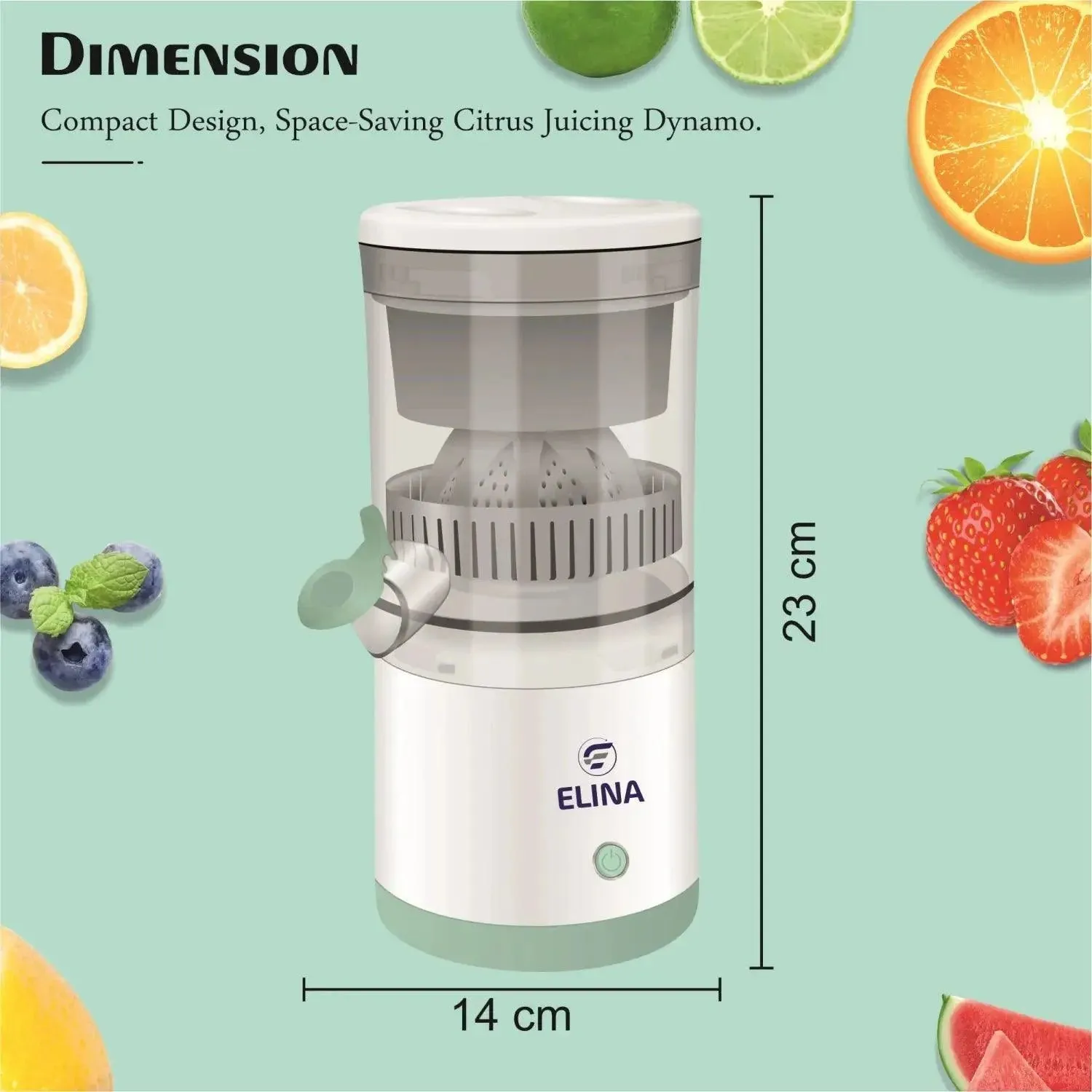 Elina USB Rechargeable Portable Citrus Slow Juicer, White