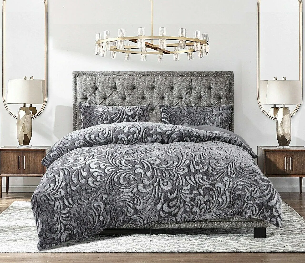 Embossed Fleece Duvet Cover Set - Warm Thermal Bedding with Pillowcases - Super Soft and Comfortable