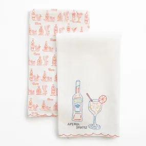 Embroidered Drink Linen Tea Towels