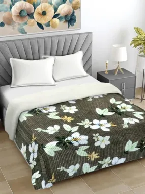 FABINALIV Mouse Floral Mild Winter 400 GSM Woollen Double Bed Comforter (FLCO-1100-Mouse)