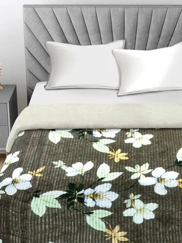 FABINALIV Mouse Floral Mild Winter 400 GSM Woollen Double Bed Comforter (FLCO-1100-Mouse)