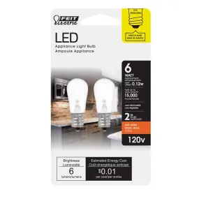 Feit LED Specialty S6 E12 (Candelabra) LED Bulb Soft White 6 Watt Equivalence 2 pk