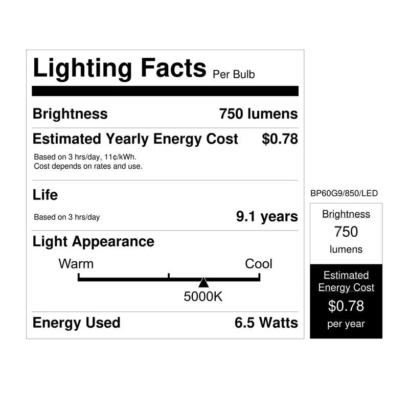 Feit LED Specialty T4 G9 LED Bulb Daylight 60 Watt Equivalence 1 pk