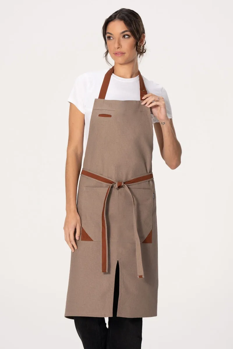 Fileas Taupe Bib Apron (2 Pockets)