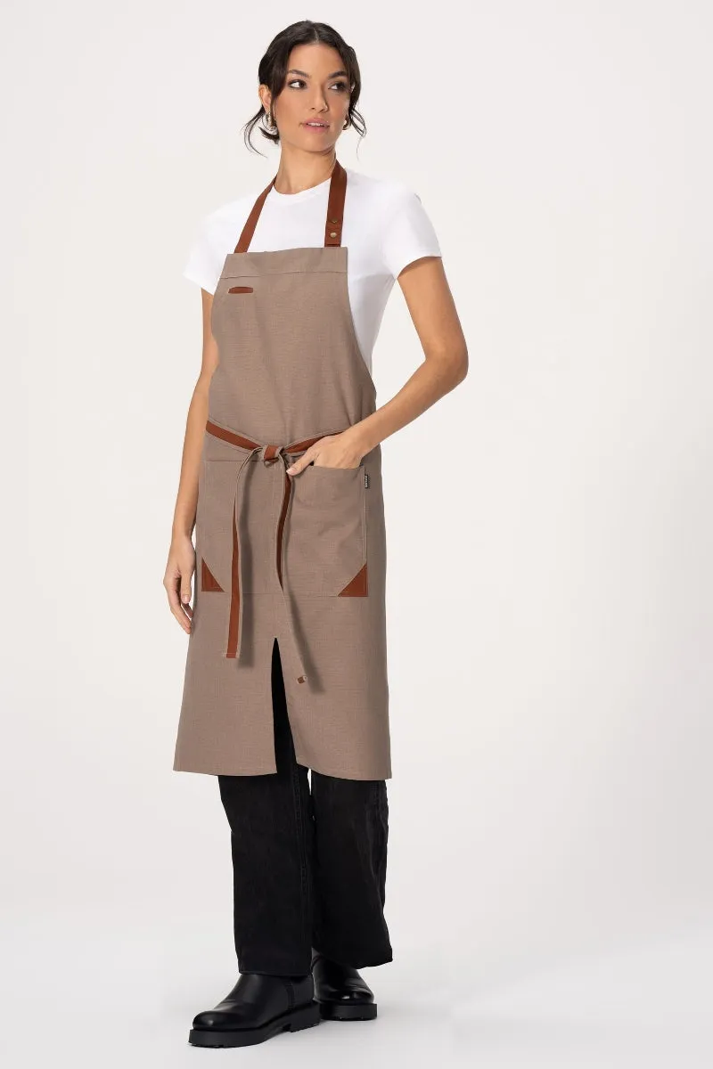 Fileas Taupe Bib Apron (2 Pockets)