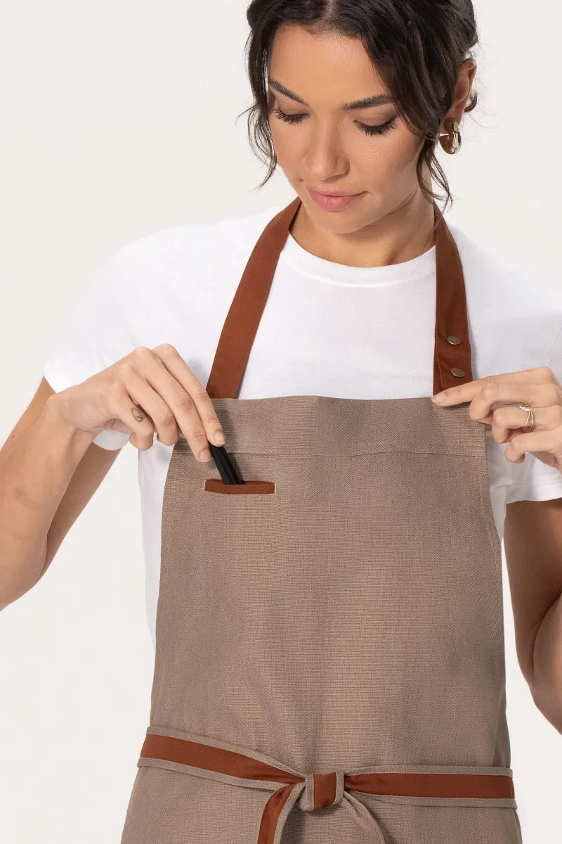 Fileas Taupe Bib Apron (2 Pockets)