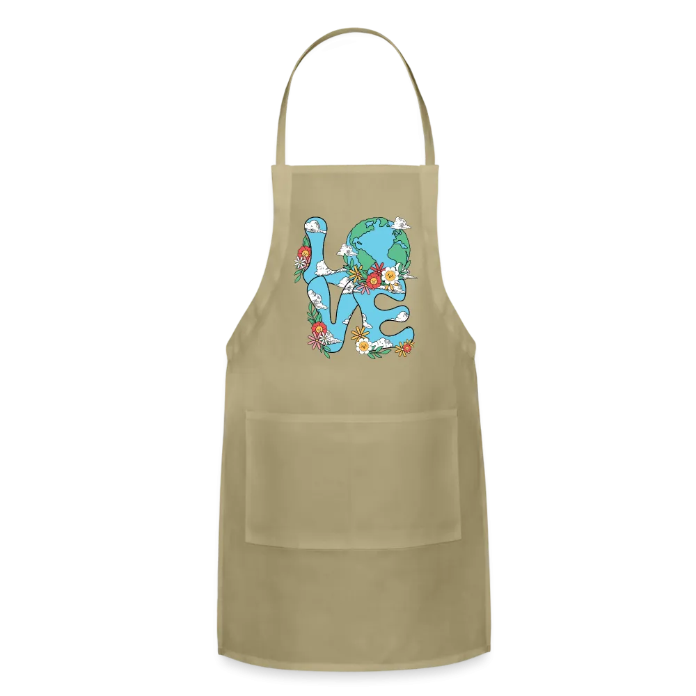 Floral LOVE Earth Day Adjustable Apron