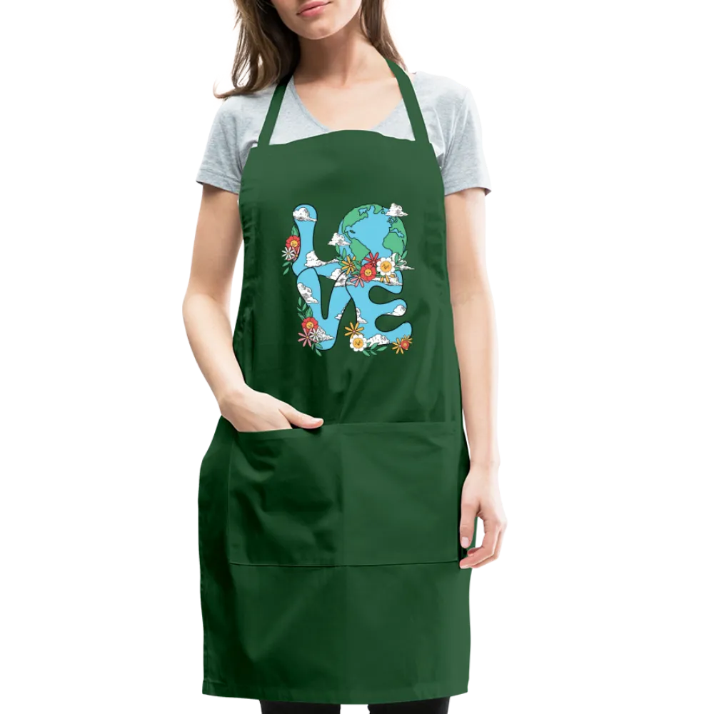 Floral LOVE Earth Day Adjustable Apron