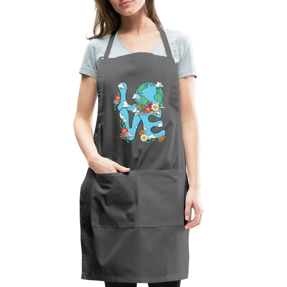 Floral LOVE Earth Day Adjustable Apron