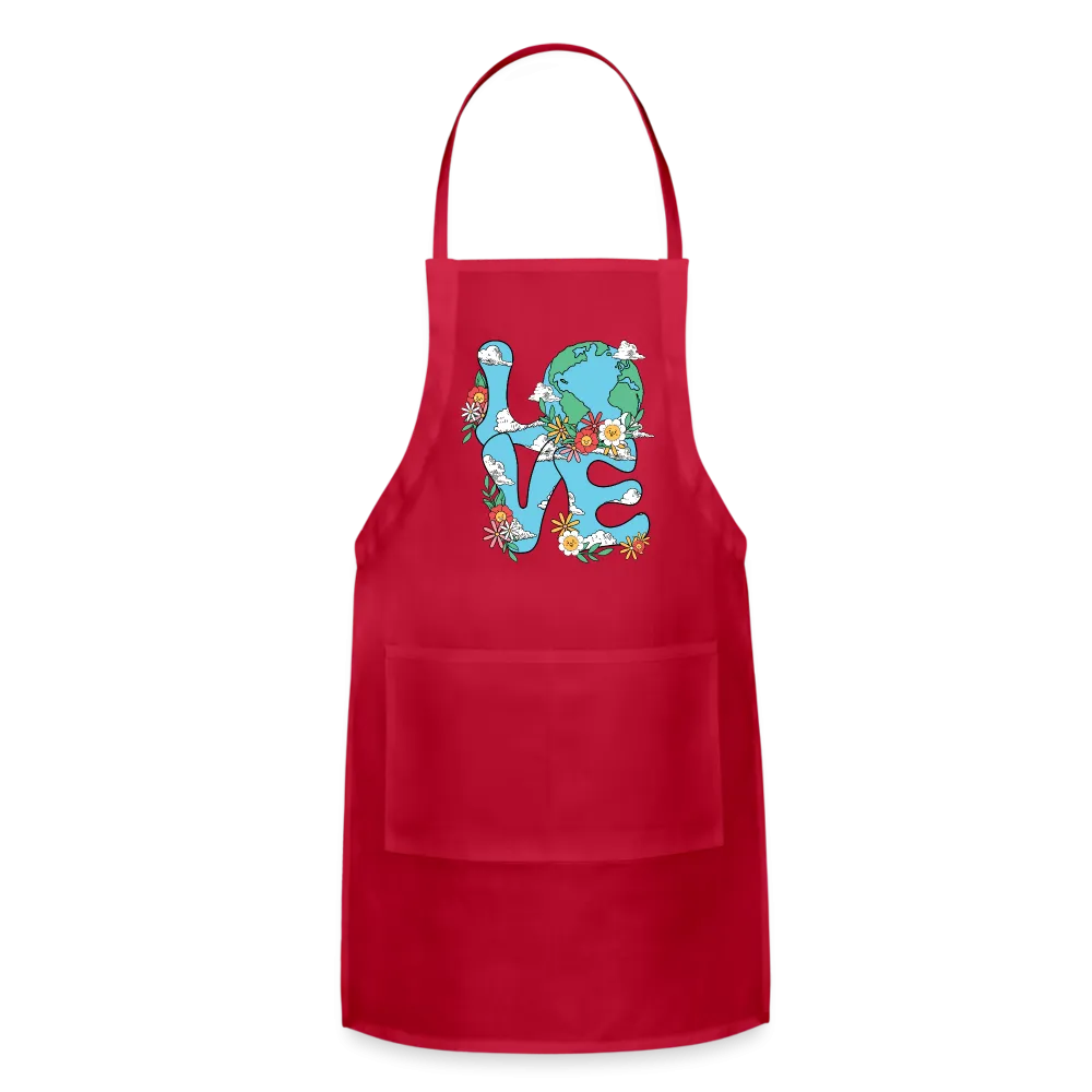 Floral LOVE Earth Day Adjustable Apron