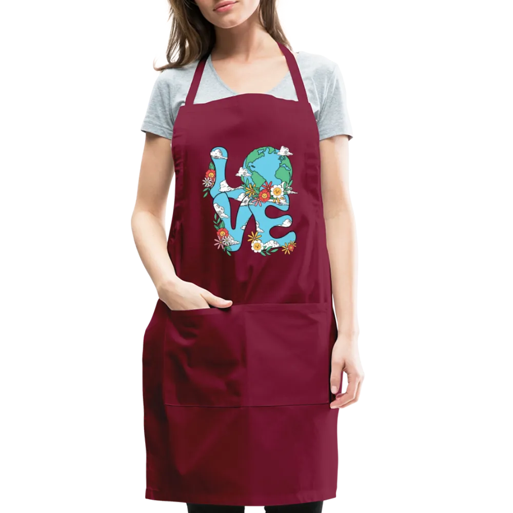 Floral LOVE Earth Day Adjustable Apron