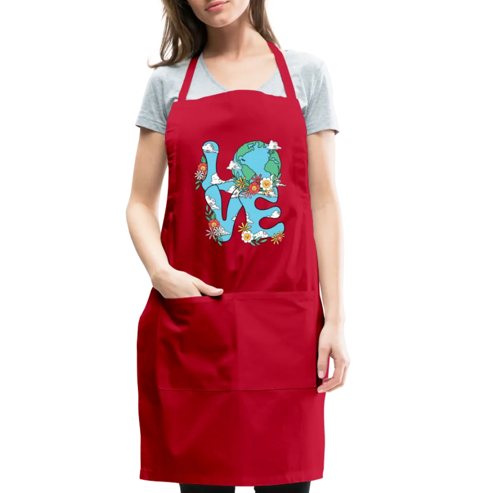 Floral LOVE Earth Day Adjustable Apron