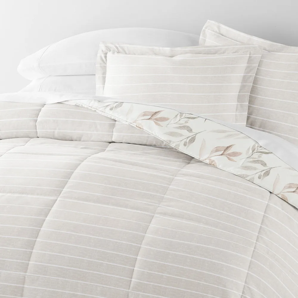 Foliage Stripe Reversible Down-Alternative Comforter Set - 12 Days of Deals