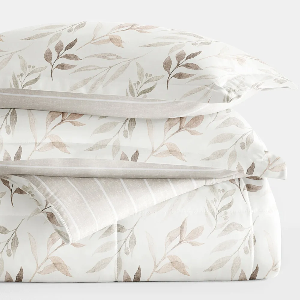 Foliage Stripe Reversible Down-Alternative Comforter Set - 12 Days of Deals