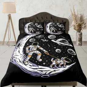 Galaxy Pet Lover Astronaut Duvet Cover Set Bedspread, Kids Bedding with Pillowcase