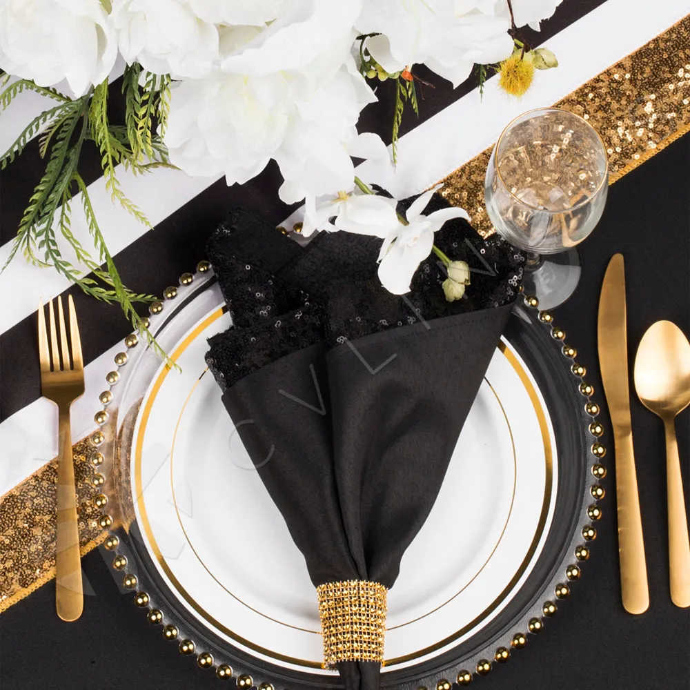 Glitz Sequin Napkin 20"x20" - Black