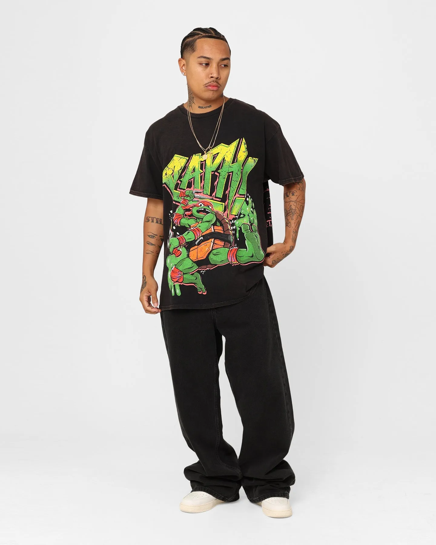 Goat Crew X Teenage Mutant Ninja Turtles Raphael Vintage T-Shirt Black Wash