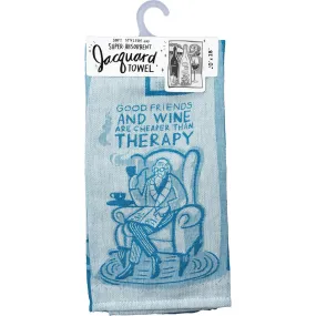 Good Friends & Wine Jacquard Kitchen Towel