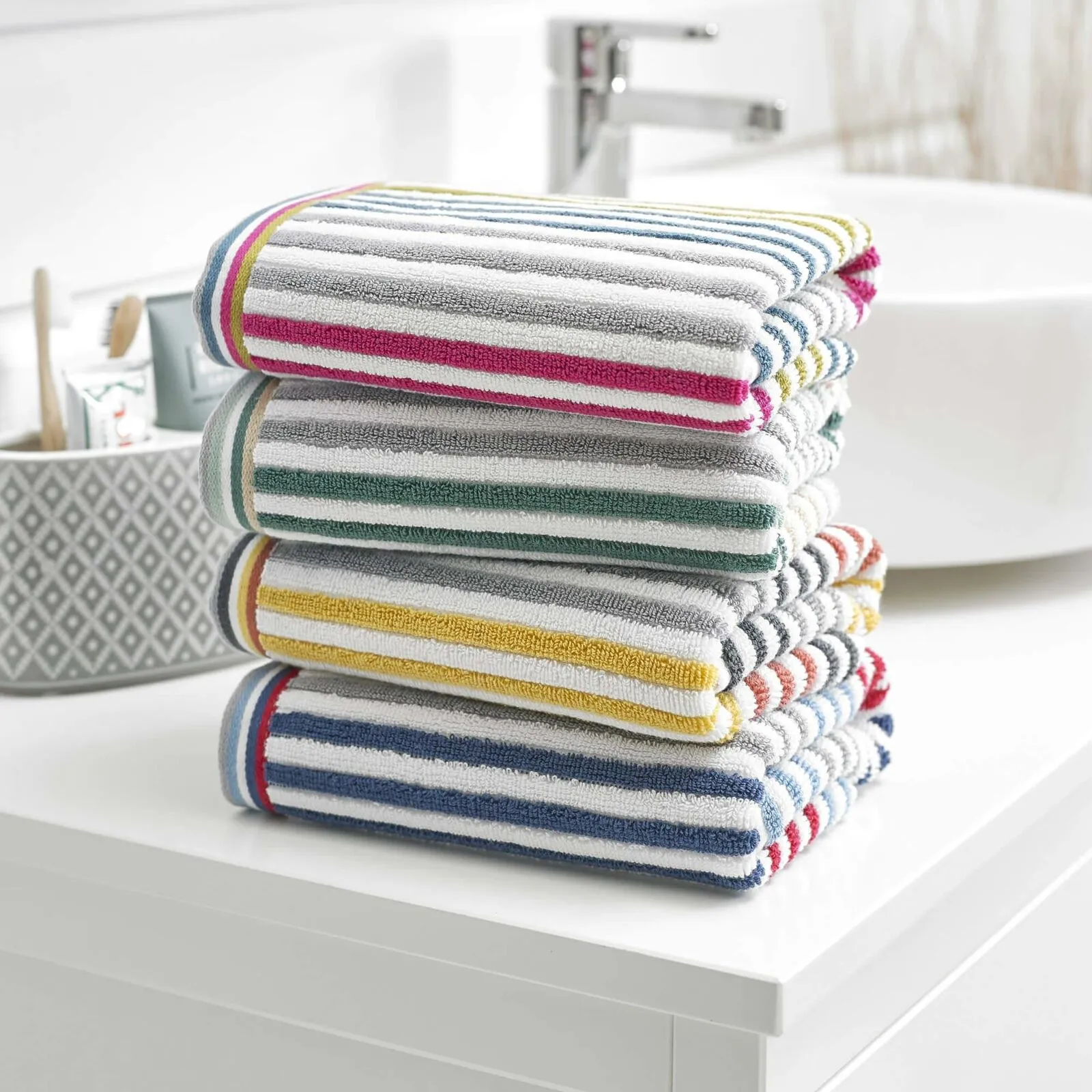 Hanover Striped Cotton Towel - Seagrass